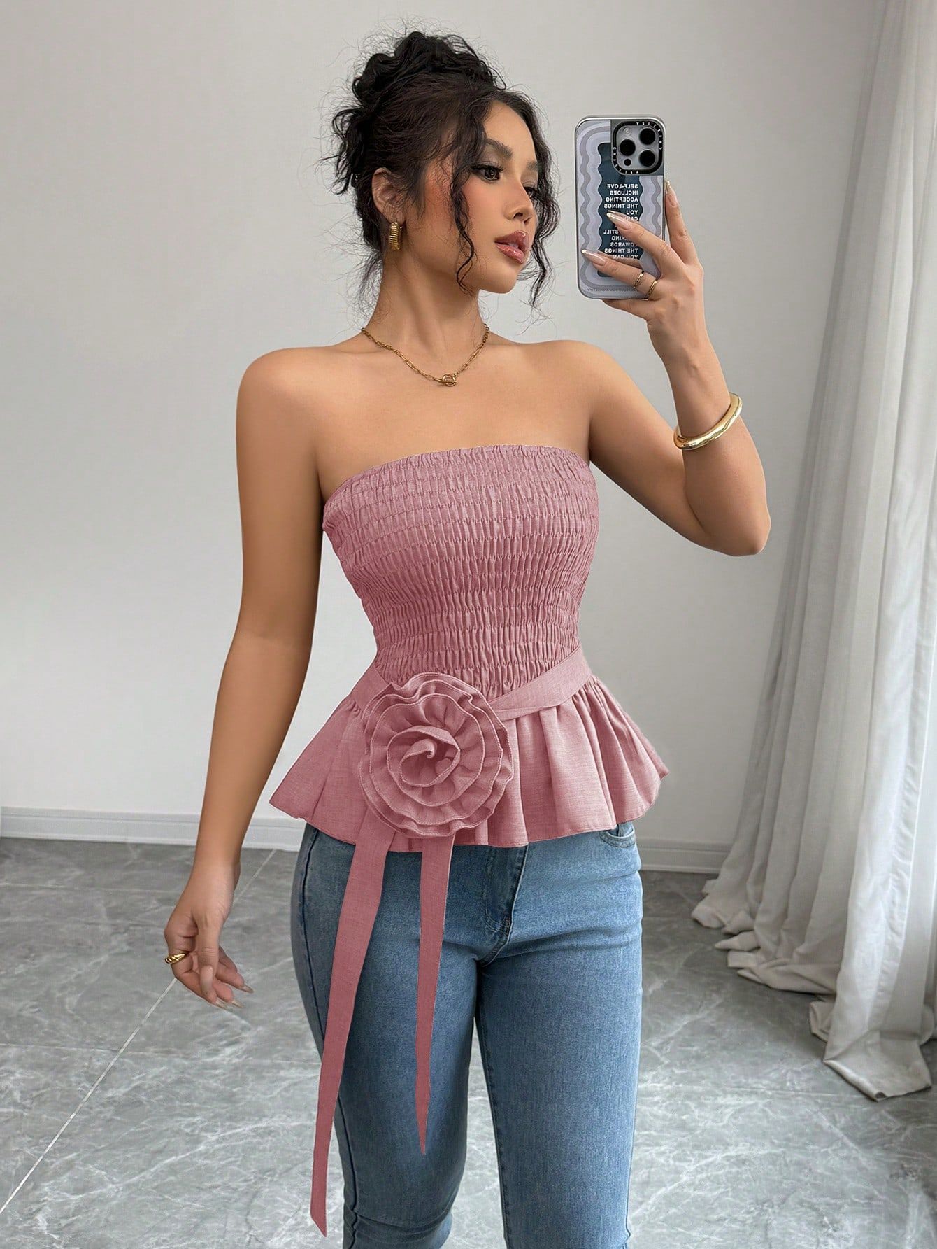 Petal Pop Strapless Top