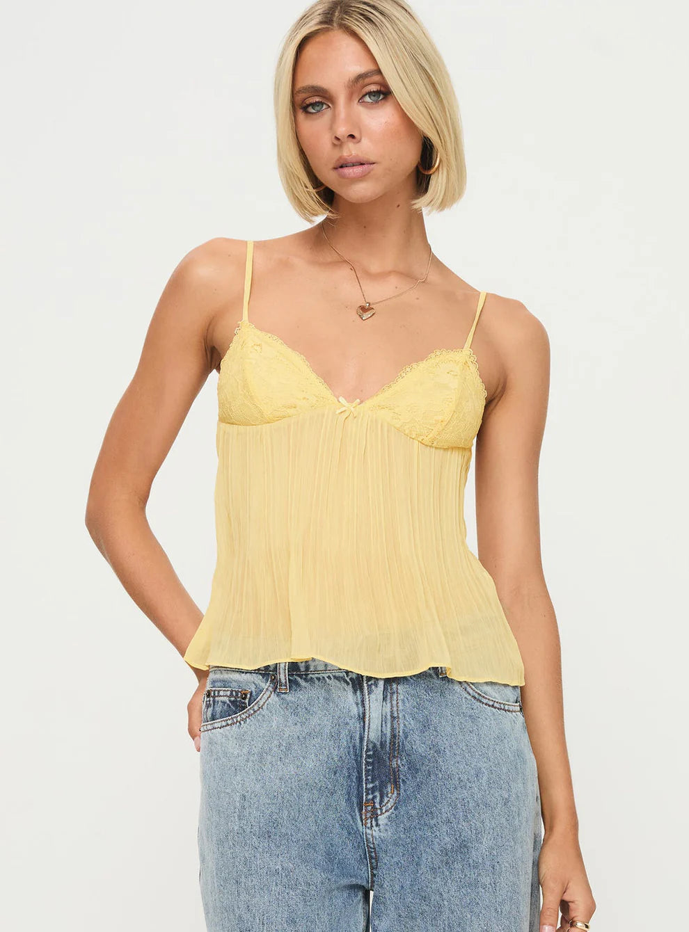 Mysty | Lace Pleated Top