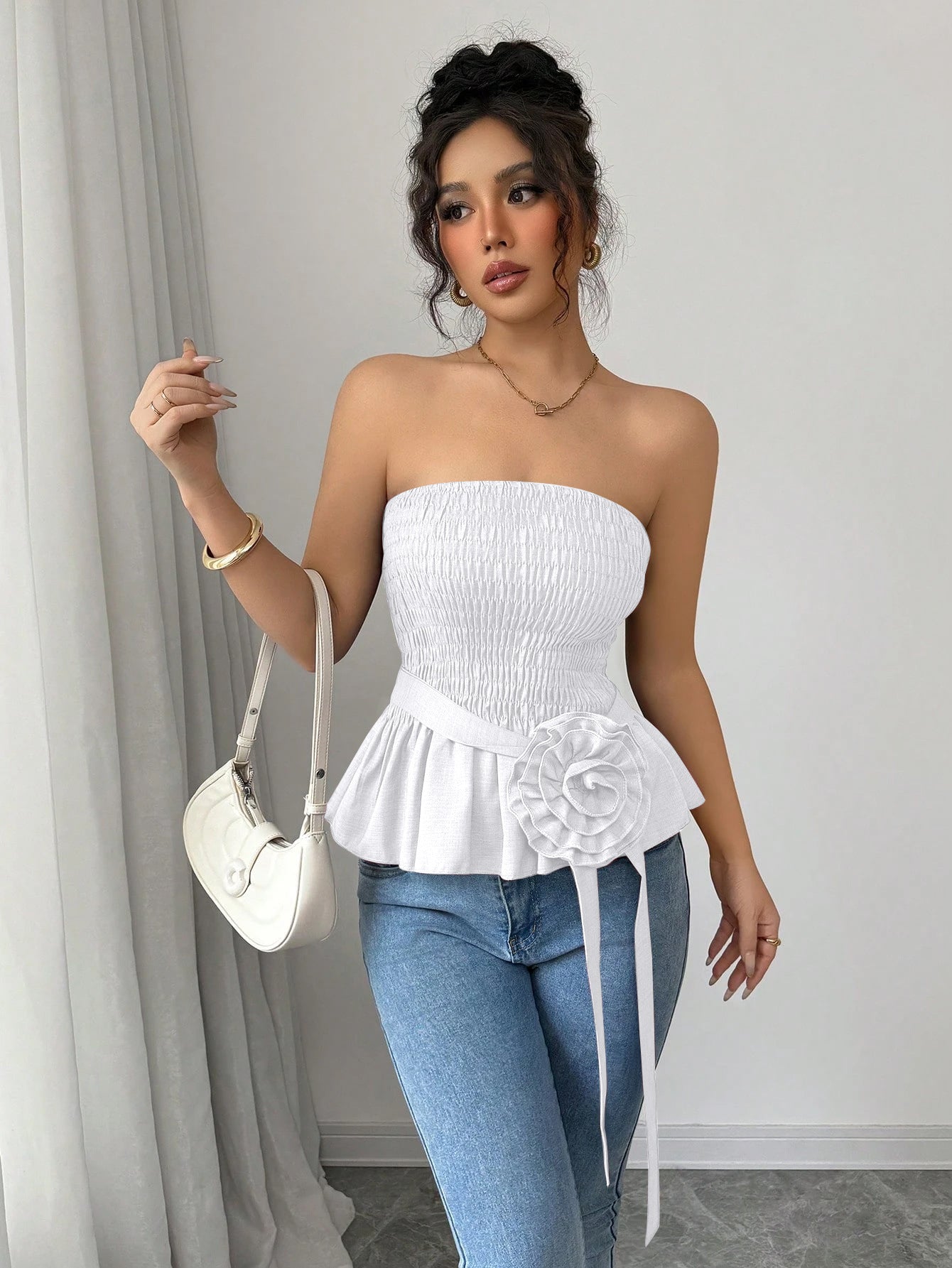 Petal Pop Strapless Top