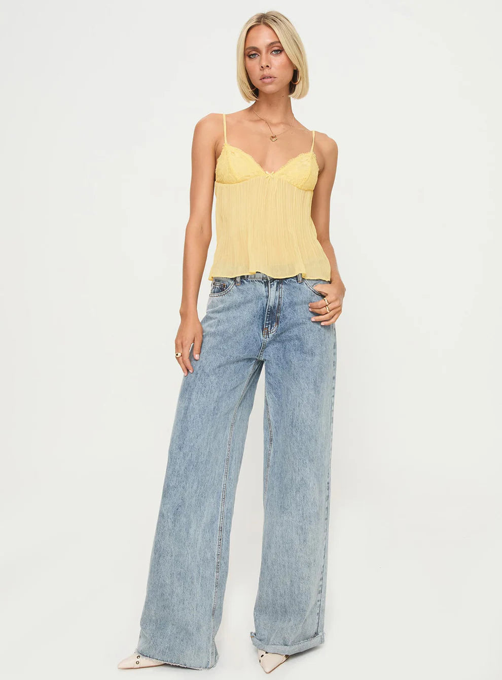 Mysty | Lace Pleated Top