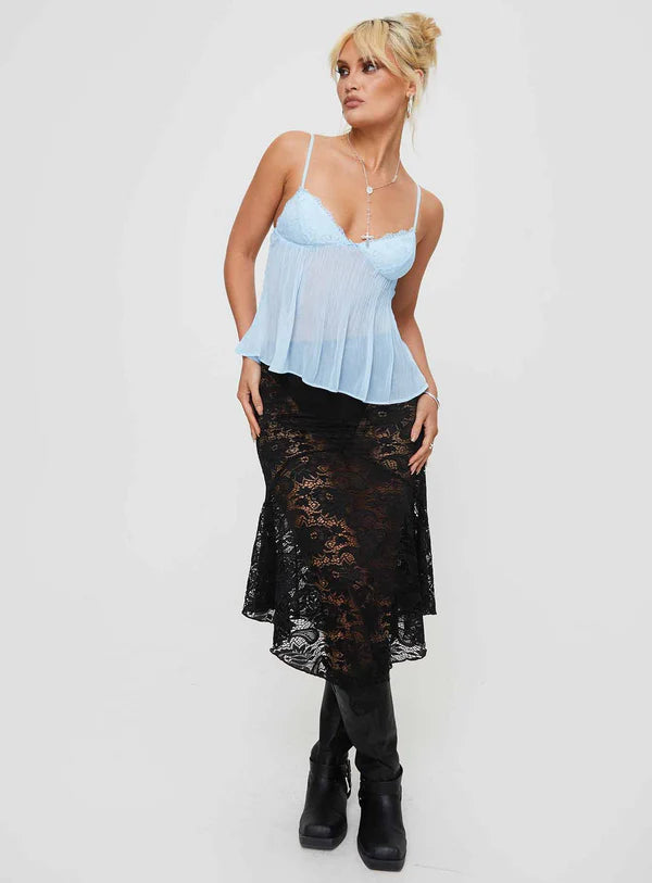 Mysty | Lace Pleated Top