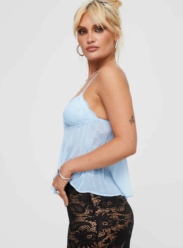 Mysty | Lace Pleated Top