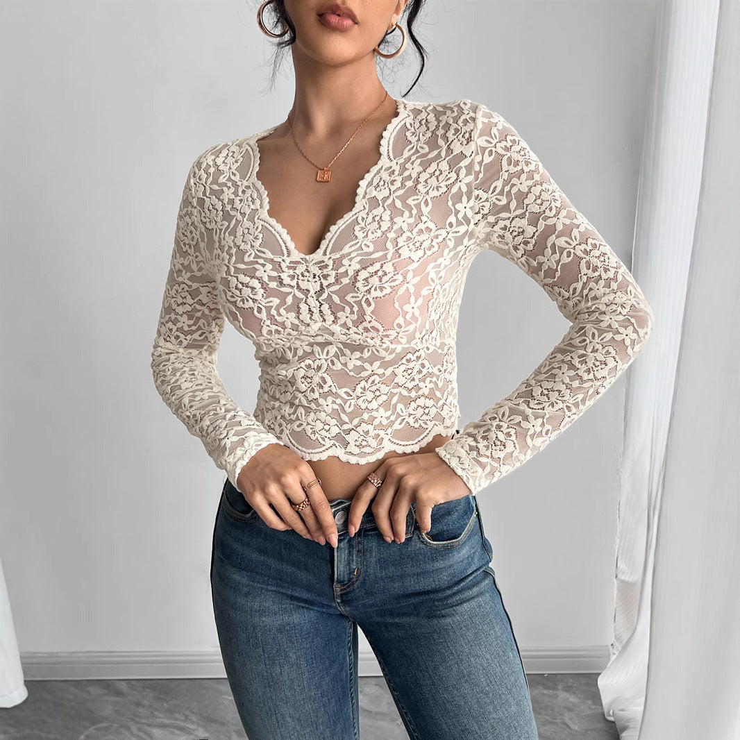 Lace Glow V-Neck Top