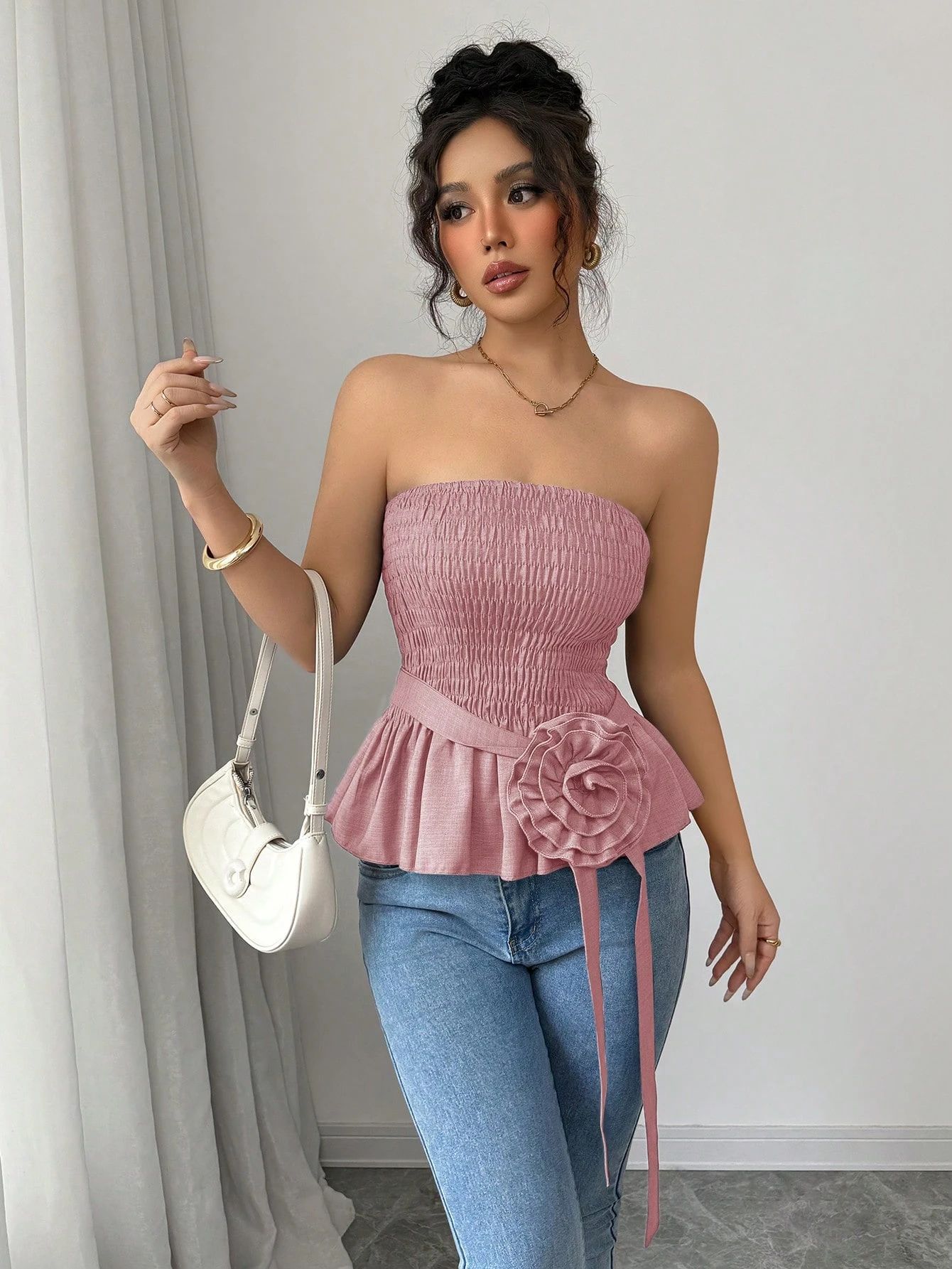 Petal Pop Strapless Top
