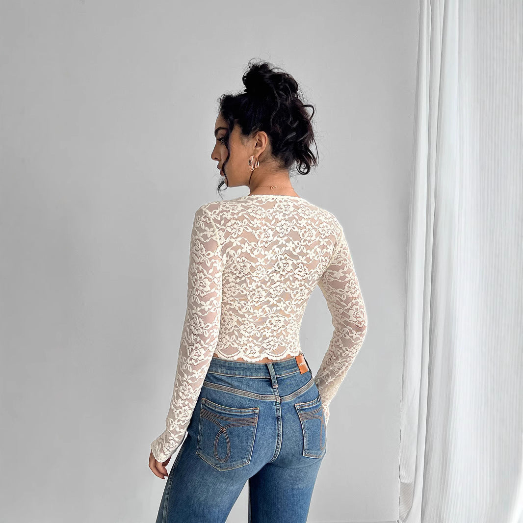 Lace Glow V-Neck Top