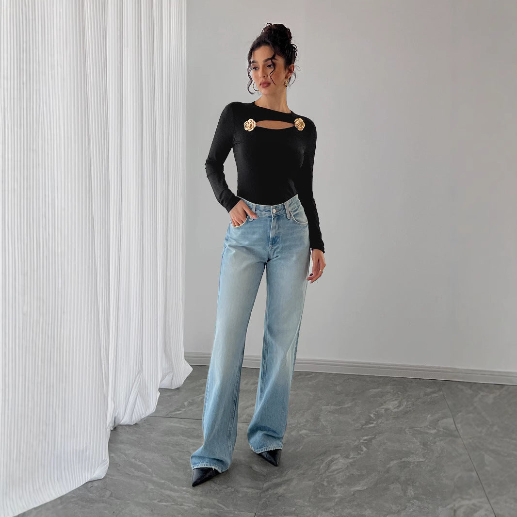 Black Rose Cut-Out Top