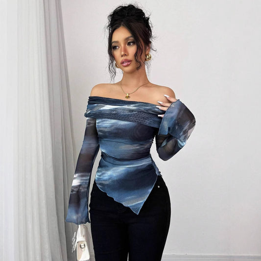 Ocean Mist Mesh Off-Shoulder
