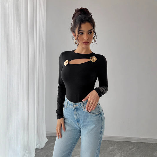 Black Rose Cut-Out Top