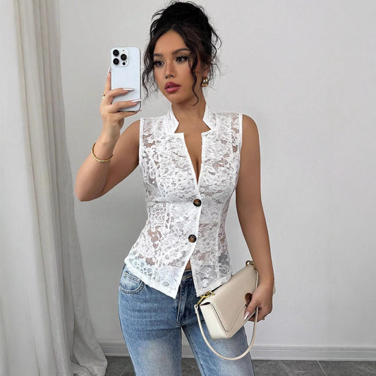Lace Bloom Button-Up