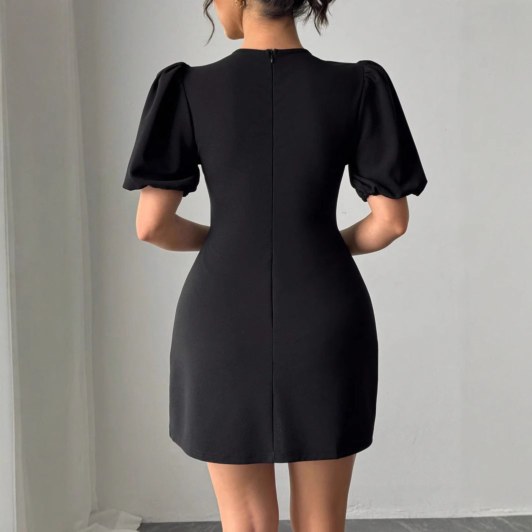 Black Diamond Puff Dress